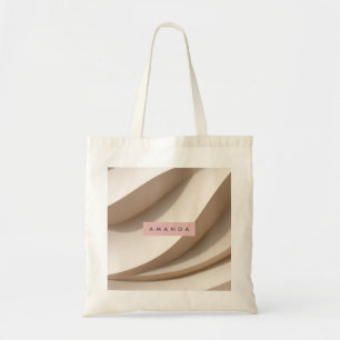 Personalised Soft Minimal Beige Wave Style Tote Bag