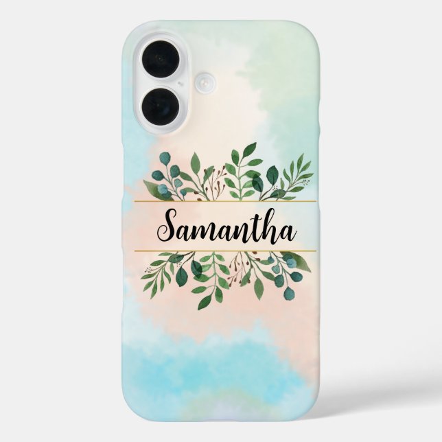 Personalised Soft Pastel Aesthetic Leaves Case-Mate iPhone Case (Back)