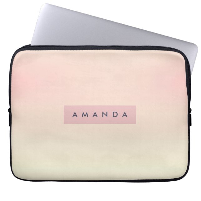 Personalised Soft Pastel Blush Gradient Laptop Sleeve (Front)