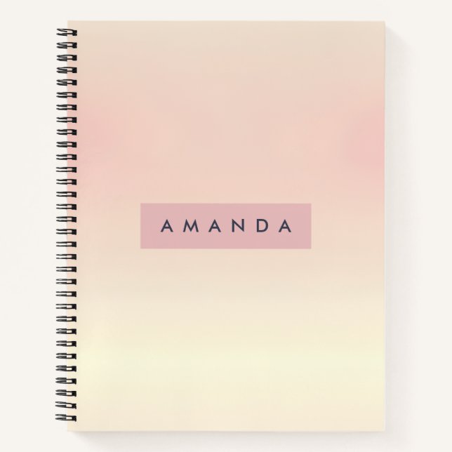 Personalised Soft Pastel Blush Gradient Notebook (Front)