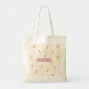 Personalised Soft Pastel Blush Pink Tulip Tote Bag