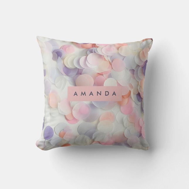 Personalised Soft Pastel Confetti Design Cushion (Front)