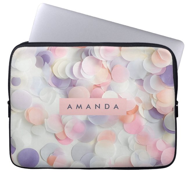 Personalised Soft Pastel Confetti Design Laptop Sleeve (Front)