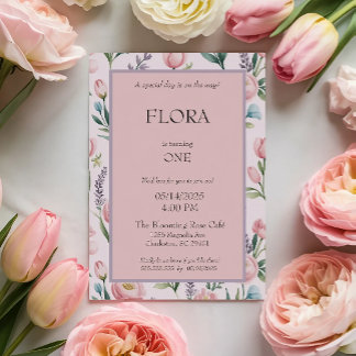 Personalised Soft Pastel Floral Roses & Tulips Invitation