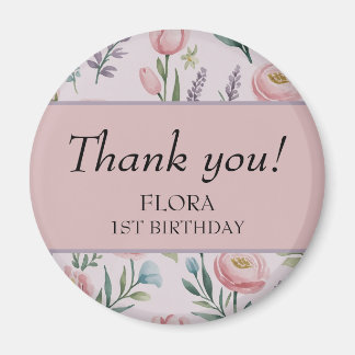 Personalised Soft Pastel Floral Roses & Tulips Magnet