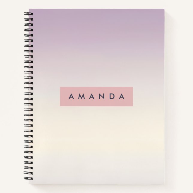Personalised Soft Pastel Lavender Gradient Notebook (Front)