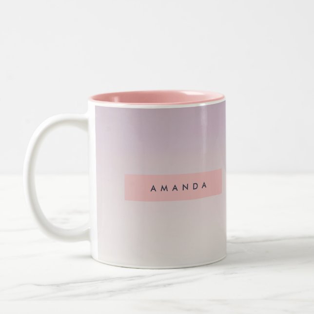 Personalised Soft Pastel Lavender Gradient Two-Tone Coffee Mug (Left)