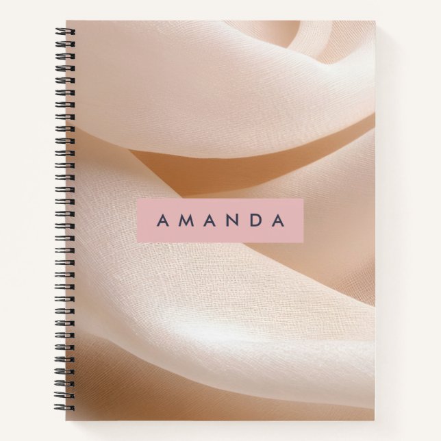 Personalised Soft Pastel Minimal Fabric Texture  Notebook (Front)