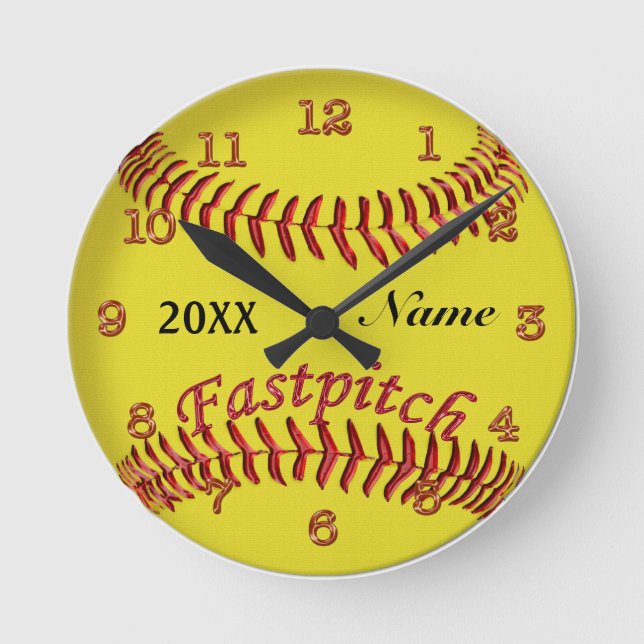 Personalised Softball Clocks Your NAME and YEAR (Front)