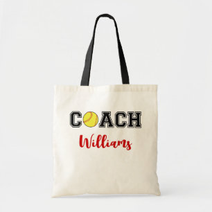 Personalised softball coach team tote bag