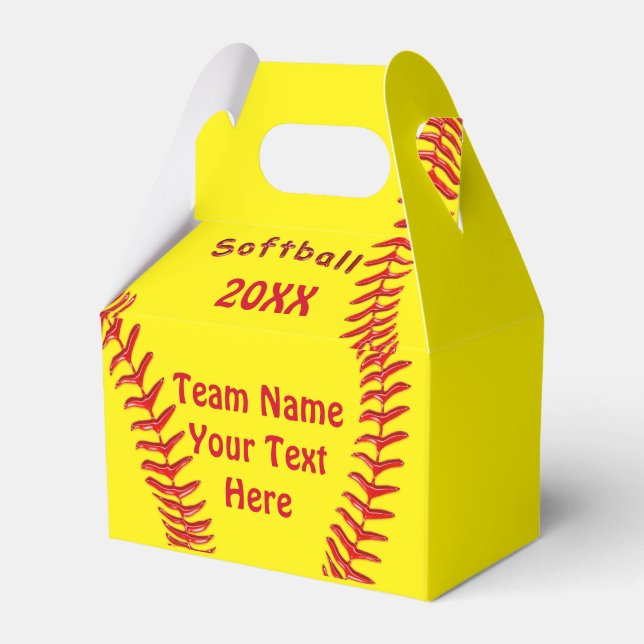 Personalised Softball Favour Box YOUR TEXT, COLORS (Front Side)