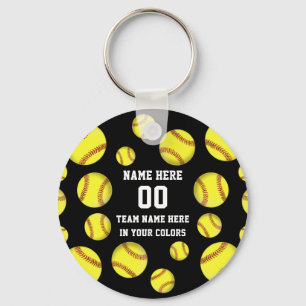 Personalised Softball Gifts Cheap in Your Colours Key Ring