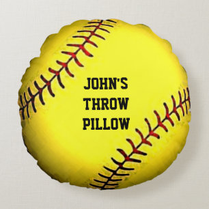 personalised softball gifts round cushion