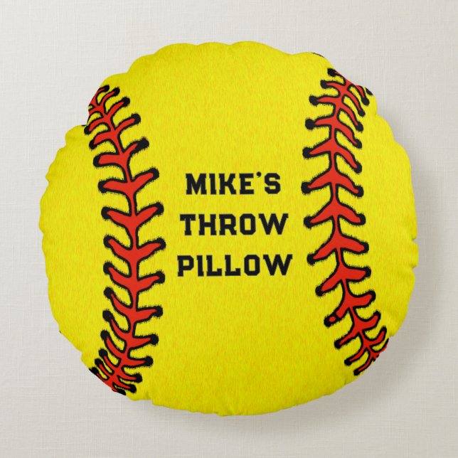 Personalised Softball Gifts Round Pillow (Front)