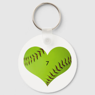 Personalised softball heart key ring