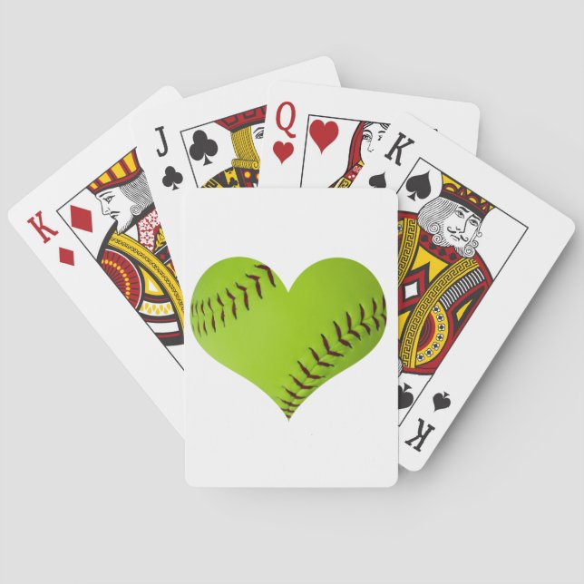 Personalised softball heart playing cards (Back)
