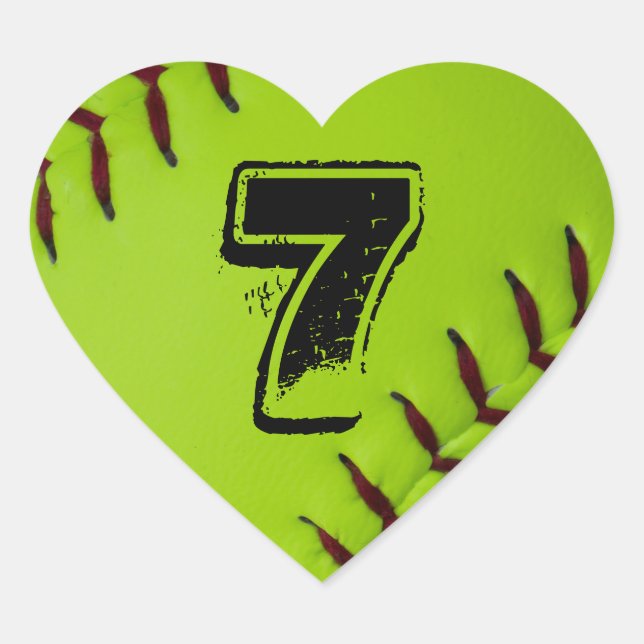 Personalised Softball Heart sticker (Front)