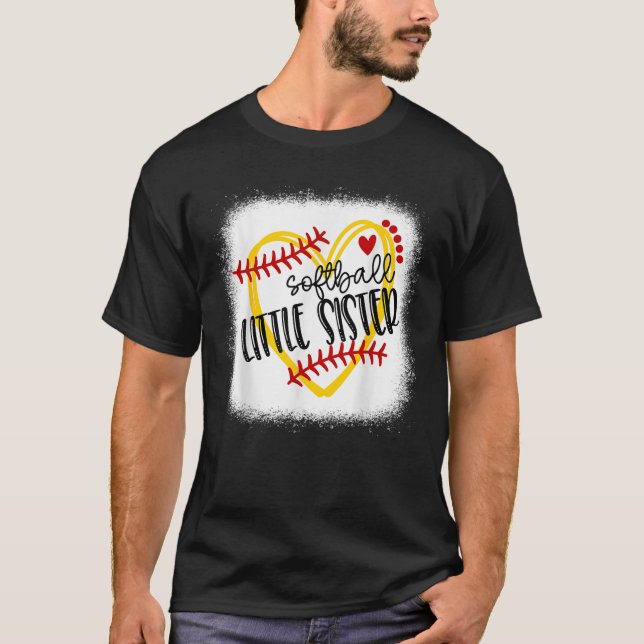 Personalised Softball Heart Tee Cute Little Sister (Front)
