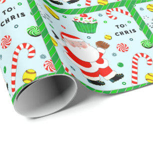 Personalised Softball Holiday Gift Wrapping Paper