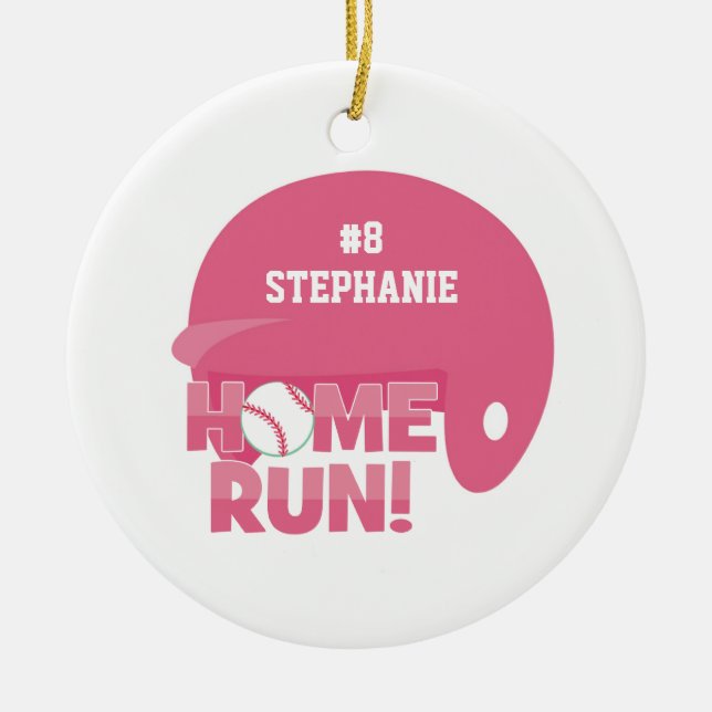 Personalised softball home run helmet ornament (Front)