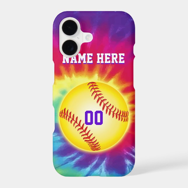 Personalised Softball iPhone Cases with Your TEXT (Back)