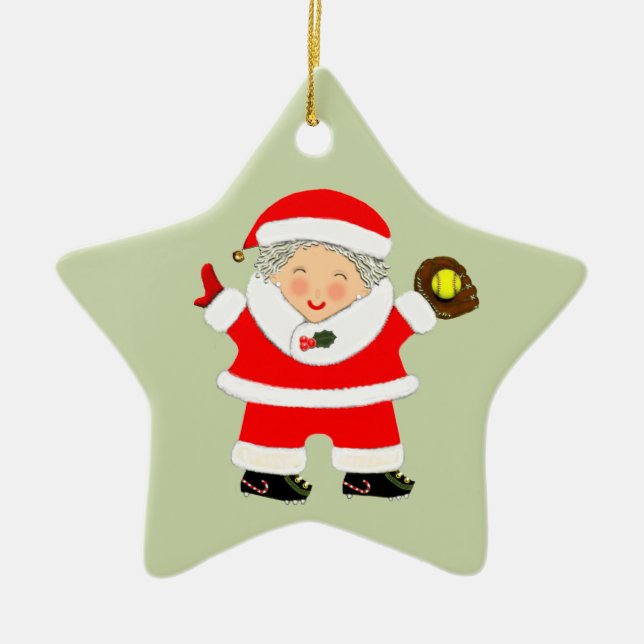 personalised softball keepsake ceramic tree decoration (Front)