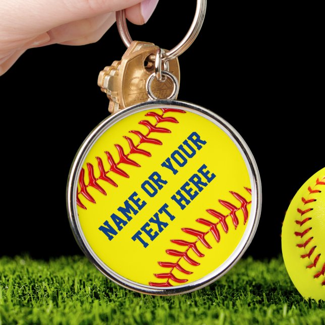 Personalised Softball Keychains in many styles (Personalized Softball Gifts. Softball senior night ideas. Birthday gifts for softball players. )