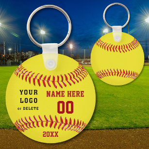Personalised Softball Keychains Your Text and Logo