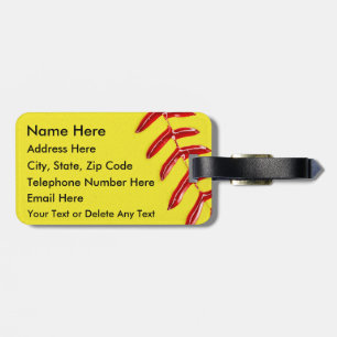Personalised Softball Luggage Tags, 7 Text Boxes Tag