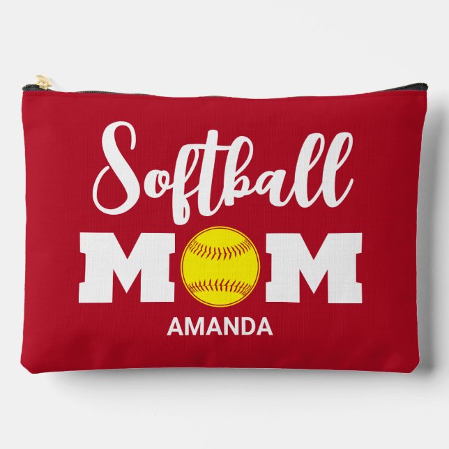 Personalised Softball Mum Mother's Day Accessory Pouch (Front)
