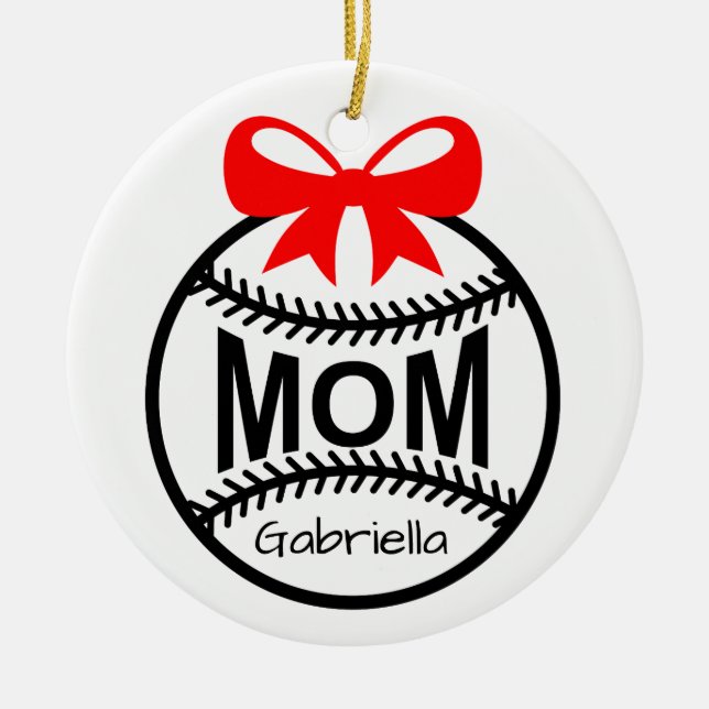 Personalised Softball or Baseball Mum Ornament (Front)