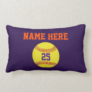 Personalised Softball Pillows, Your Text, Colours Lumbar Cushion
