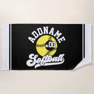 Personalised Softball Player ADD NAME Retro Team Beach Towel