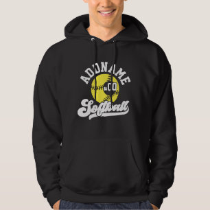 Personalised Softball Player ADD NAME Retro Team Hoodie