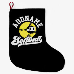Personalised Softball Player ADD NAME Retro Team Large Christmas Stocking