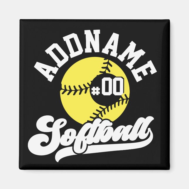 Personalised Softball Player ADD NAME Retro Team Magnet (Front)