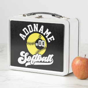 Personalised Softball Player ADD NAME Retro Team Metal Lunch Box