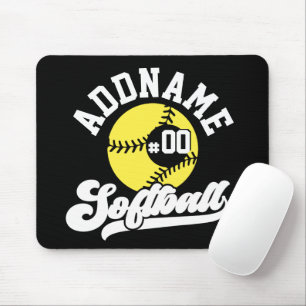 Personalised Softball Player ADD NAME Retro Team Mouse Mat