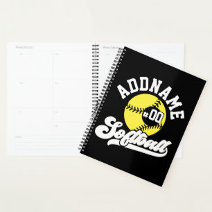 Personalised Softball Player ADD NAME Retro Team Planner