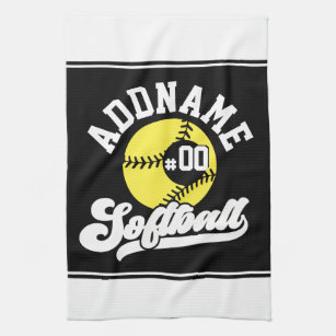 Personalised Softball Player ADD NAME Retro Team Tea Towel