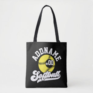 Personalised Softball Player ADD NAME Retro Team Tote Bag