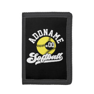 Personalised Softball Player ADD NAME Retro Team Trifold Wallet