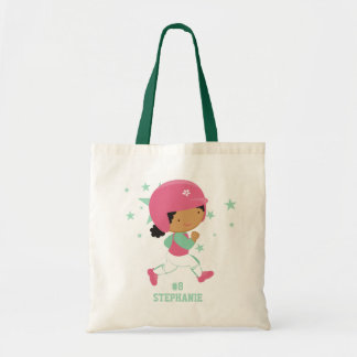 Personalised softball player and stars tote bag