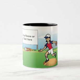 Personalised Softball Player - Female Cartoon Two-Tone Coffee Mug