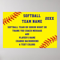 Personalised, Softball Posters, Softball Senior