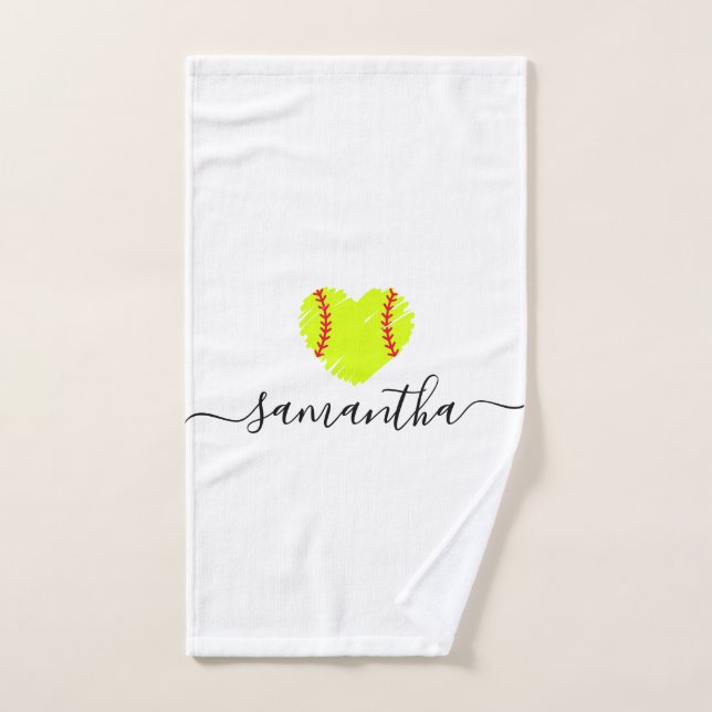 Personalised Softball Script Name Hand Towel (Hand Towel)