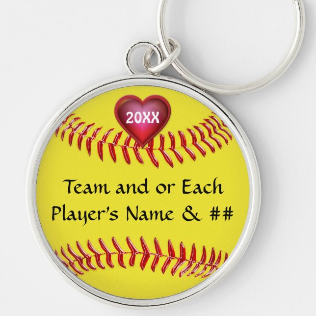Personalised Softball Senior Gift Ideas for Girls Key Ring (Front)