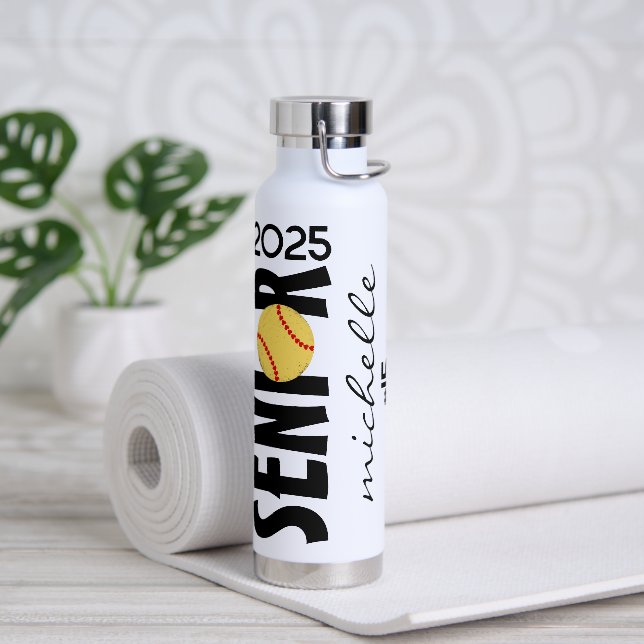 Personalised Softball senior night graduation gift Water Bottle (Yoga)
