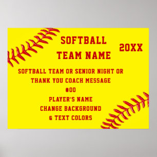 Personalised, Softball Senior Night Posters, Team Poster