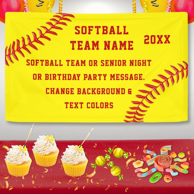 Personalised, Softball Team Banners, Your COLORS Banner (Senior Night Softball Ideas. Softball Banner for Senior Night or Softball Birthday Party Banner. )